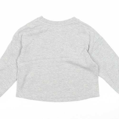 River Island Girls Grey Cotton Pullover Sweatshirt Size 5-6 Years Pullover - Sassy