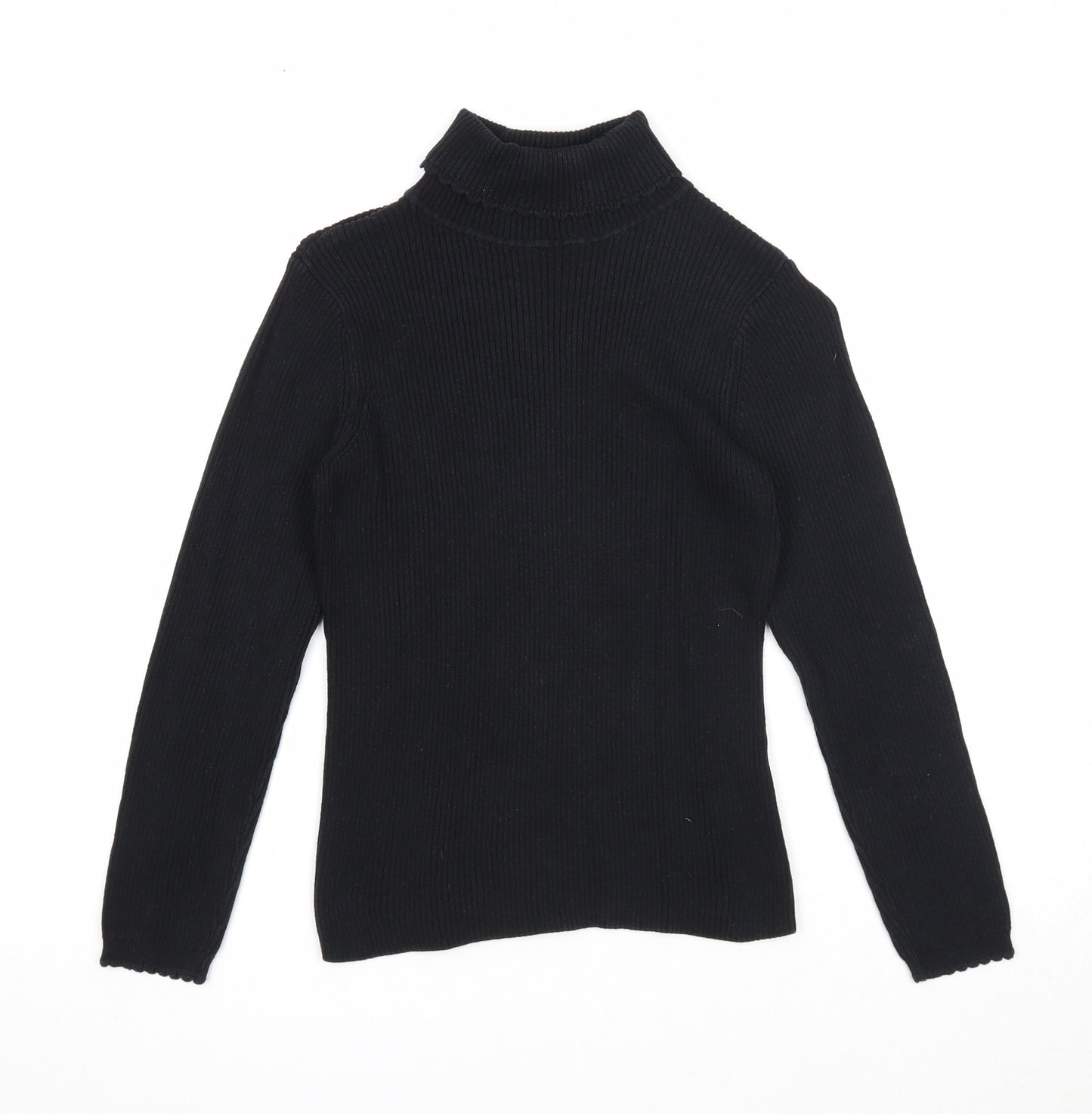George Girls Black Roll Neck Cotton Pullover Jumper Size 10-11 Years Pullover