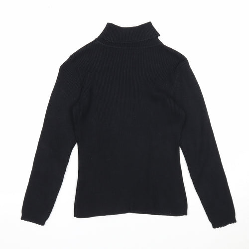George Girls Black Roll Neck Cotton Pullover Jumper Size 10-11 Years Pullover