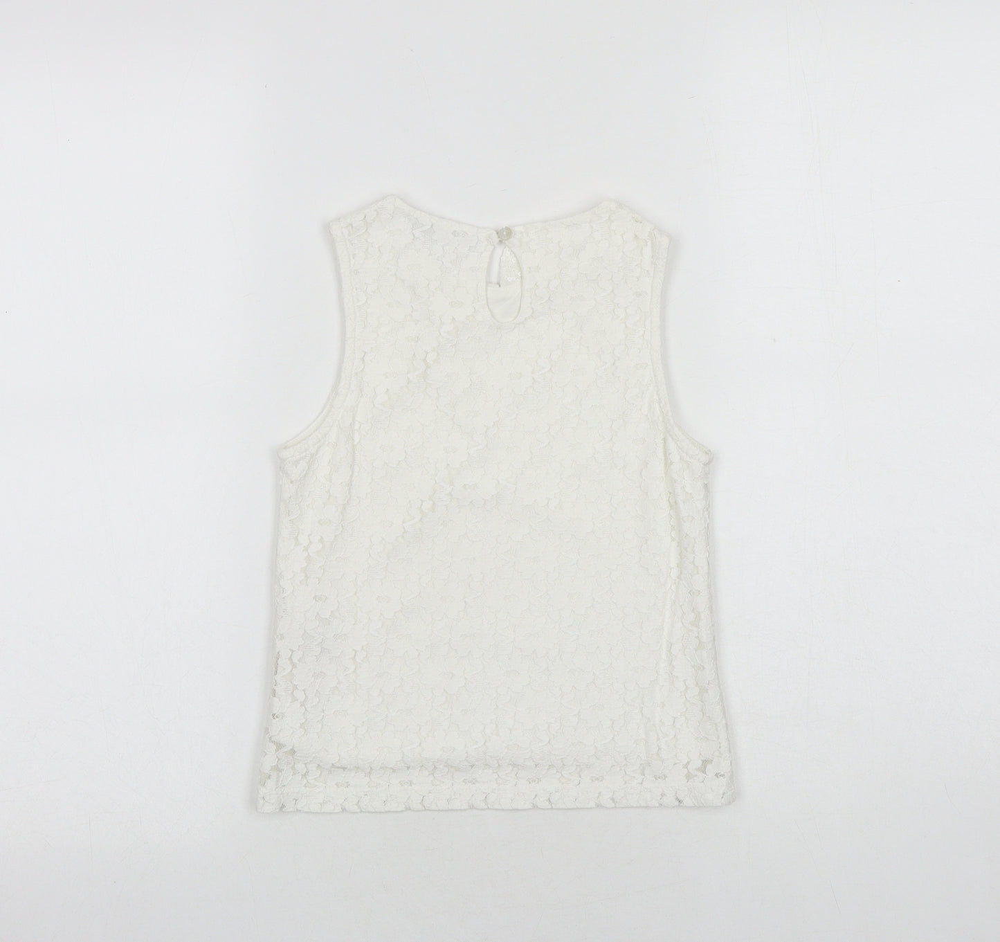 Marks and Spencer Girls White Cotton Basic Tank Size 7-8 Years Collared Button