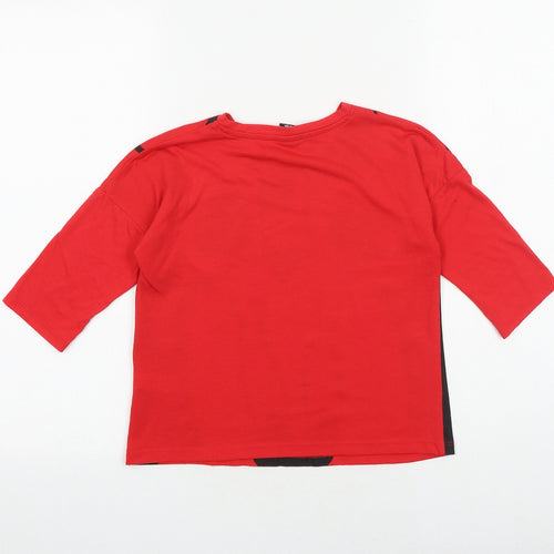 George Girls Red Polyester Basic T-Shirt Size 6-7 Years Round Neck Pullover - Minnie Mouse