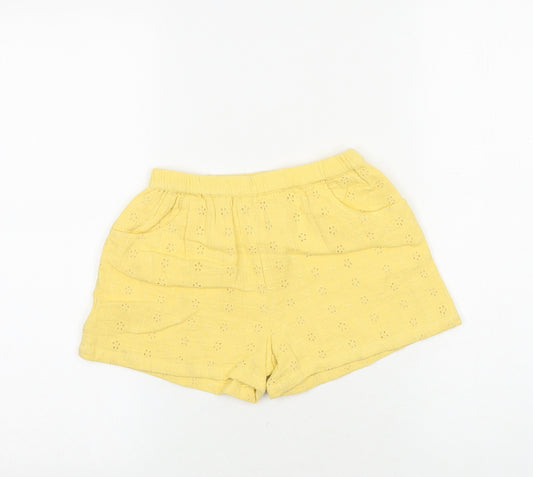 F&F Girls Yellow 100% Cotton Sweat Shorts Size 4-5 Years Regular