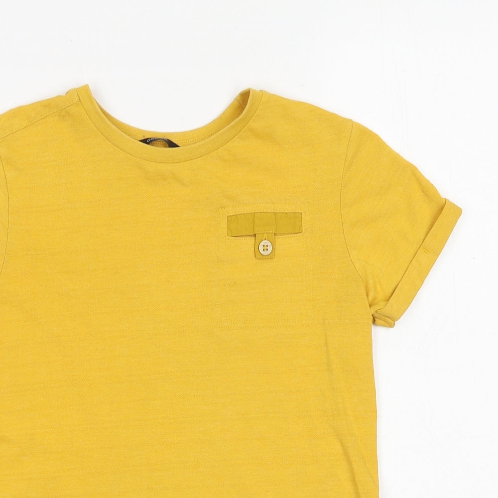 George Boys Yellow 100% Cotton Basic T-Shirt Size 7-8 Years Round Neck Pullover