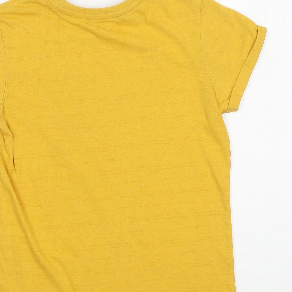 George Boys Yellow 100% Cotton Basic T-Shirt Size 7-8 Years Round Neck Pullover