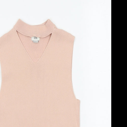 River Island Girls Pink Polyester Basic Tank Size 9-10 Years Mock Neck Pullover