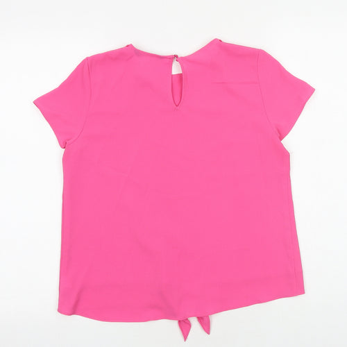 George Girls Pink Polyester Basic T-Shirt Size 13-14 Years Round Neck Button