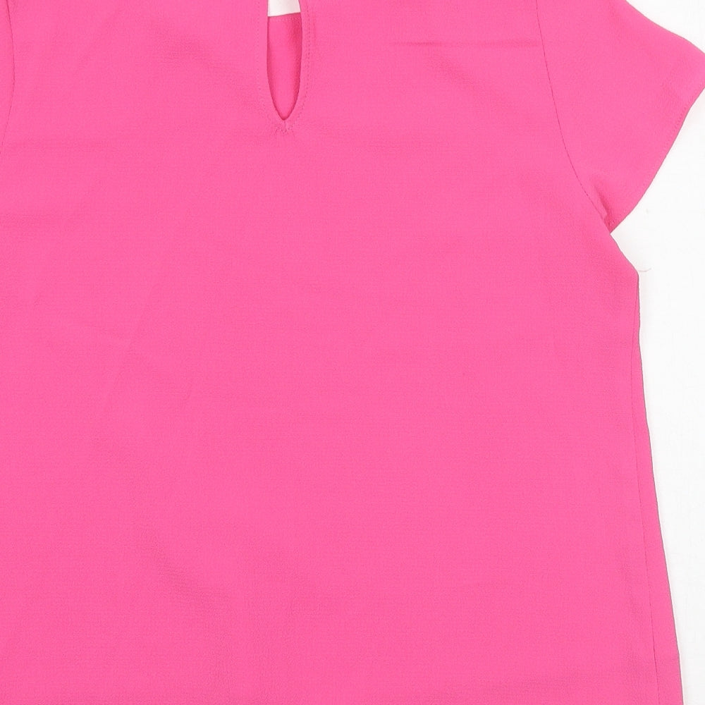 George Girls Pink Polyester Basic T-Shirt Size 13-14 Years Round Neck Button