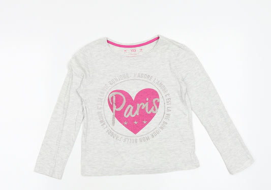 Young Dimension Girls Green Cotton Basic T-Shirt Size 7-8 Years Round Neck Pullover - Paris