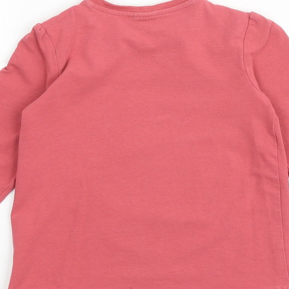 So Cute Girls Pink 100% Cotton Basic T-Shirt Size 2-3 Years Round Neck Snap