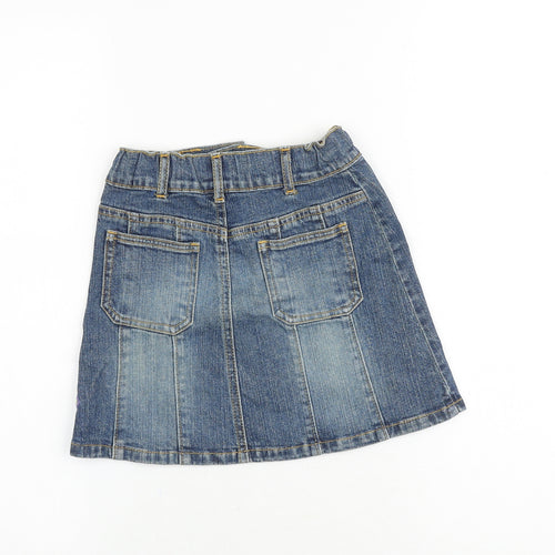 Gap Girls Blue Cotton A-Line Skirt Size 6 Years Regular Zip