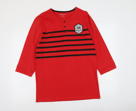 Cardiff City Mens Red Striped Cotton T-Shirt Size M Round Neck - Cardiff City FC