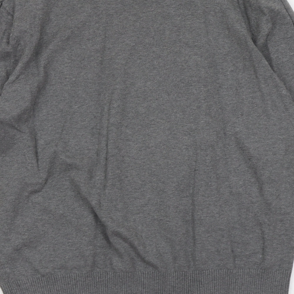 Burton Mens Grey V-Neck Cotton Pullover Jumper Size L Long Sleeve