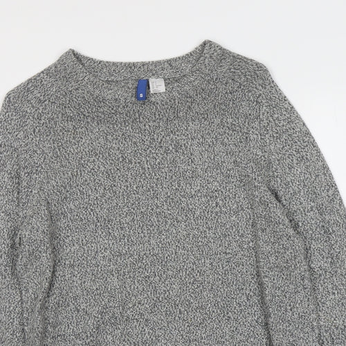 H&M Mens Grey Round Neck Cotton Pullover Jumper Size S Long Sleeve