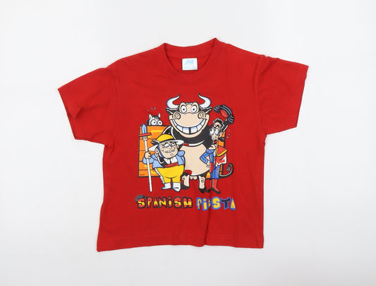 JHK Boys Red Cotton Pullover T-Shirt Size 5-6 Years Crew Neck Pullover - Bull Spanish Fiesta