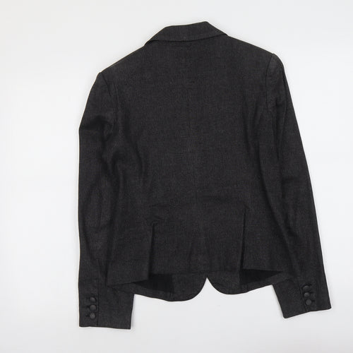 H&M Womens Grey Cotton Jacket Blazer Size 12