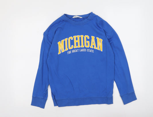 H&M Boys Blue Cotton Pullover Sweatshirt Size 10-11 Years Pullover - Michigan