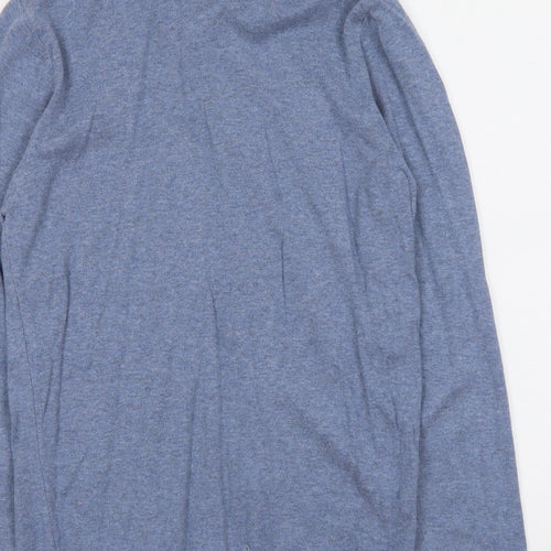 NEXT Mens Blue Collared Cotton Pullover Jumper Size S Long Sleeve