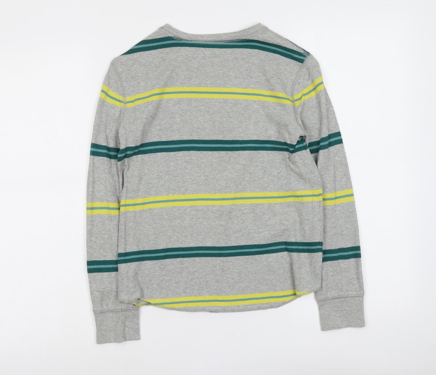 Gap Boys Grey Striped Cotton Pullover T-Shirt Size 8-9 Years Round Neck Pullover
