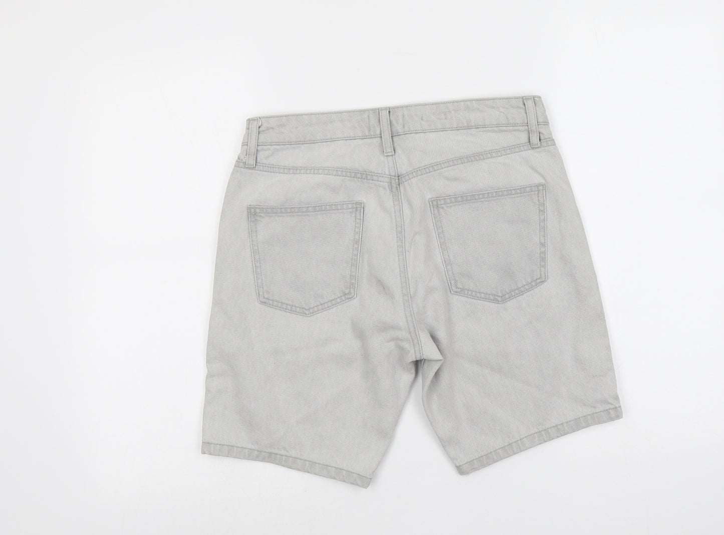 Topman Mens Grey Cotton Chino Shorts Size 30 in L8 in Regular Button