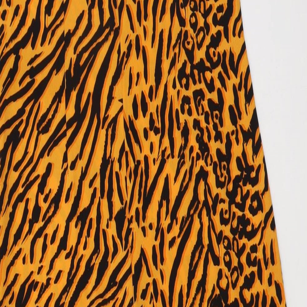 Miss Selfridge Womens Orange Animal Print Polyester Jumpsuit One-Piece Size 8 Zip