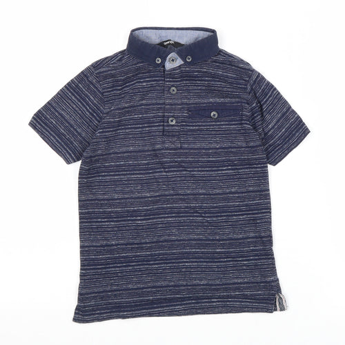 George Boys Blue Striped 100% Cotton Pullover Polo Size 4-5 Years Collared Button