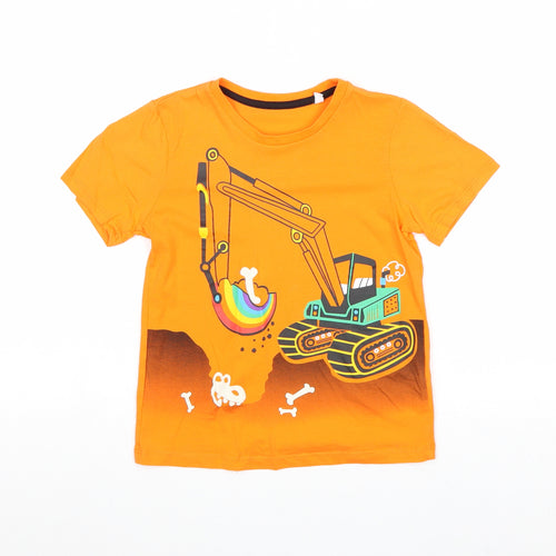 Palomino Boys Orange 100% Cotton Pullover T-Shirt Size 7 Years Round Neck Pullover - Digger