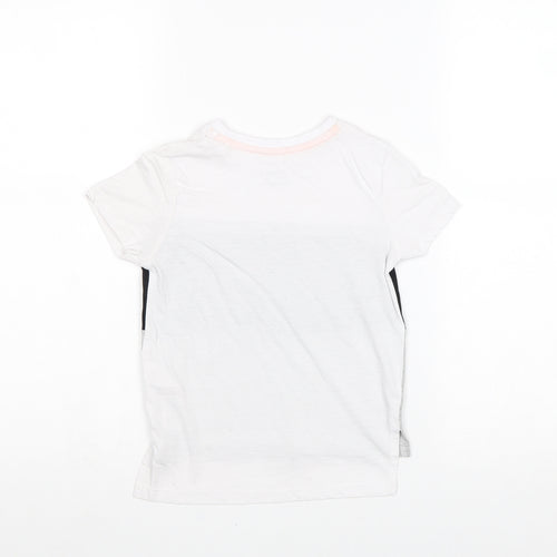 Primark Boys White Colourblock Cotton Basic T-Shirt Size 3-4 Years Round Neck Pullover - NYC