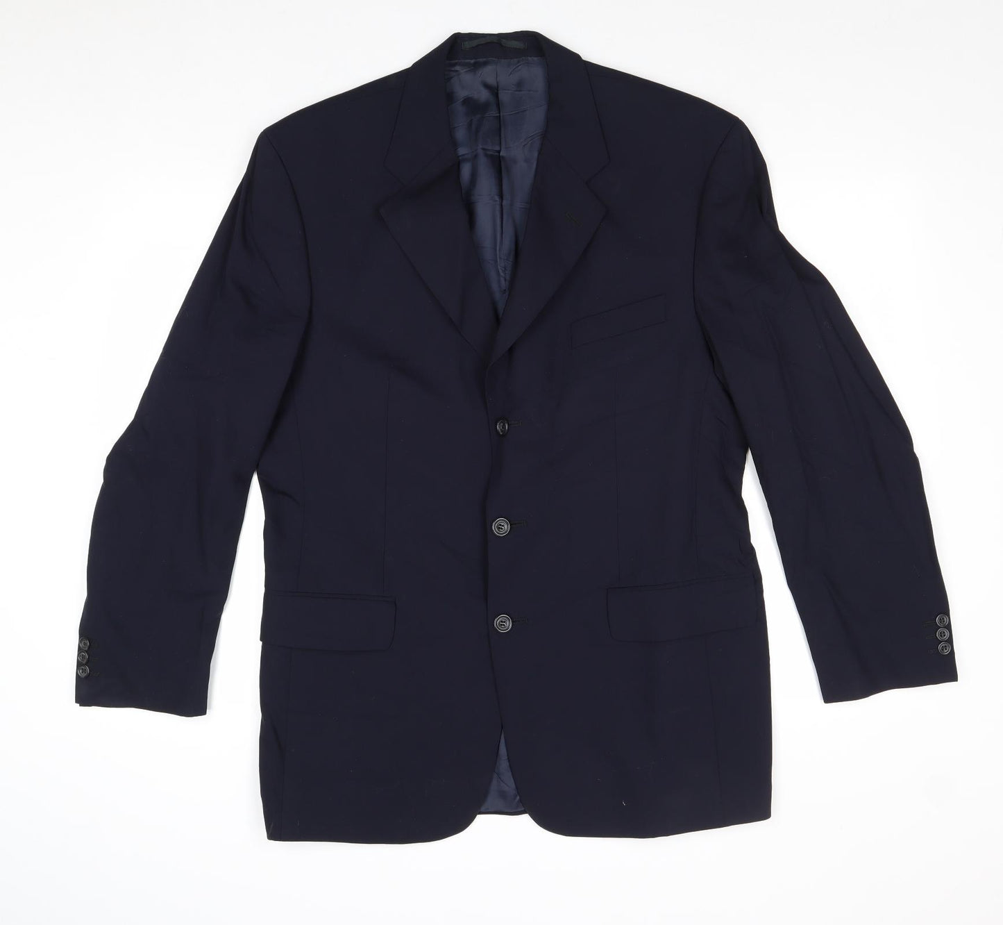 Woolmark Mens Blue Wool Jacket Suit Jacket Size 40 Regular