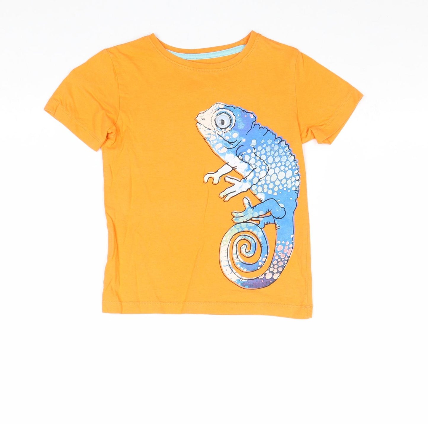 Urban Boys Orange 100% Cotton Basic T-Shirt Size 3-4 Years Round Neck Pullover - Chameleon