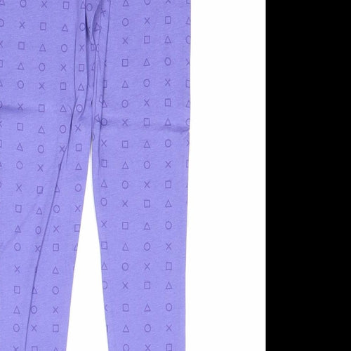 PlayStation Girls Purple Geometric Cotton Jogger Trousers Size 6-7 Years Regular Pullover - Leggings
