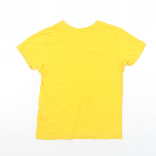 Primark Boys Yellow Cotton Basic T-Shirt Size 5-6 Years Round Neck Pullover - Freestyle