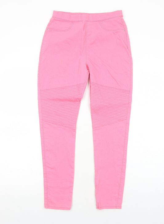 Matalan Girls Pink Cotton Jegging Jeans Size 13 Years Regular Pullover