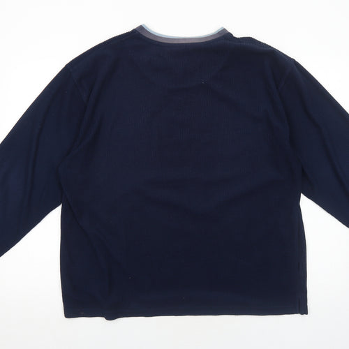 BHS Mens Blue V-Neck Polyester Pullover Jumper Size M Long Sleeve