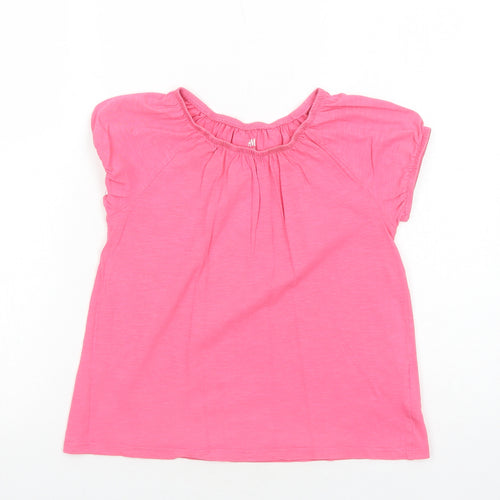 H&M Girls Pink Cotton Basic Blouse Size 9-10 Years Round Neck Pullover