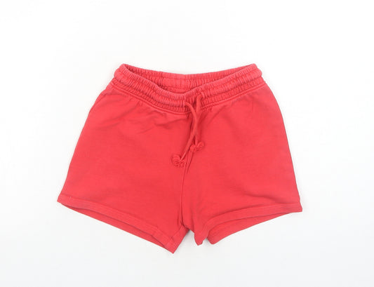 NEXT Girls Red Cotton Sweat Shorts Size 9 Years Regular Drawstring