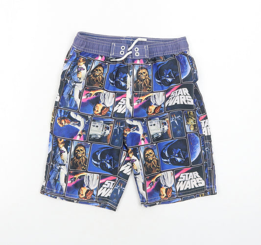 NEXT Boys Blue Geometric Polyester Sweat Shorts Size 6 Years Regular Drawstring - Swim Shorts, Star Wars