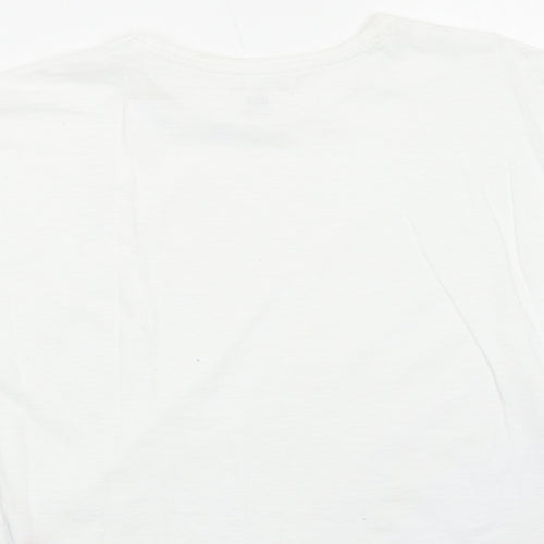 F&F Girls White Cotton Basic T-Shirt Size 13-14 Years Round Neck Pullover - Rainbow