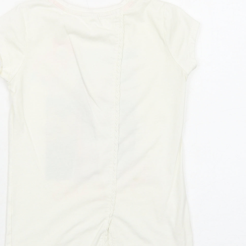 F&F Girls White Cotton Basic T-Shirt Size 7-8 Years Round Neck Pullover - Believe In Your Dreams