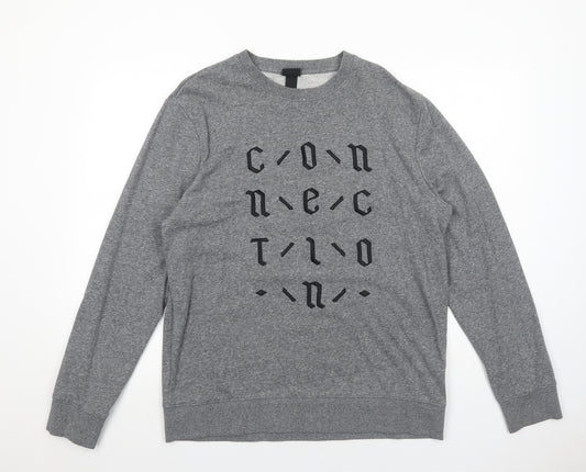 H&M Mens Grey Cotton Pullover Sweatshirt Size L - Connection