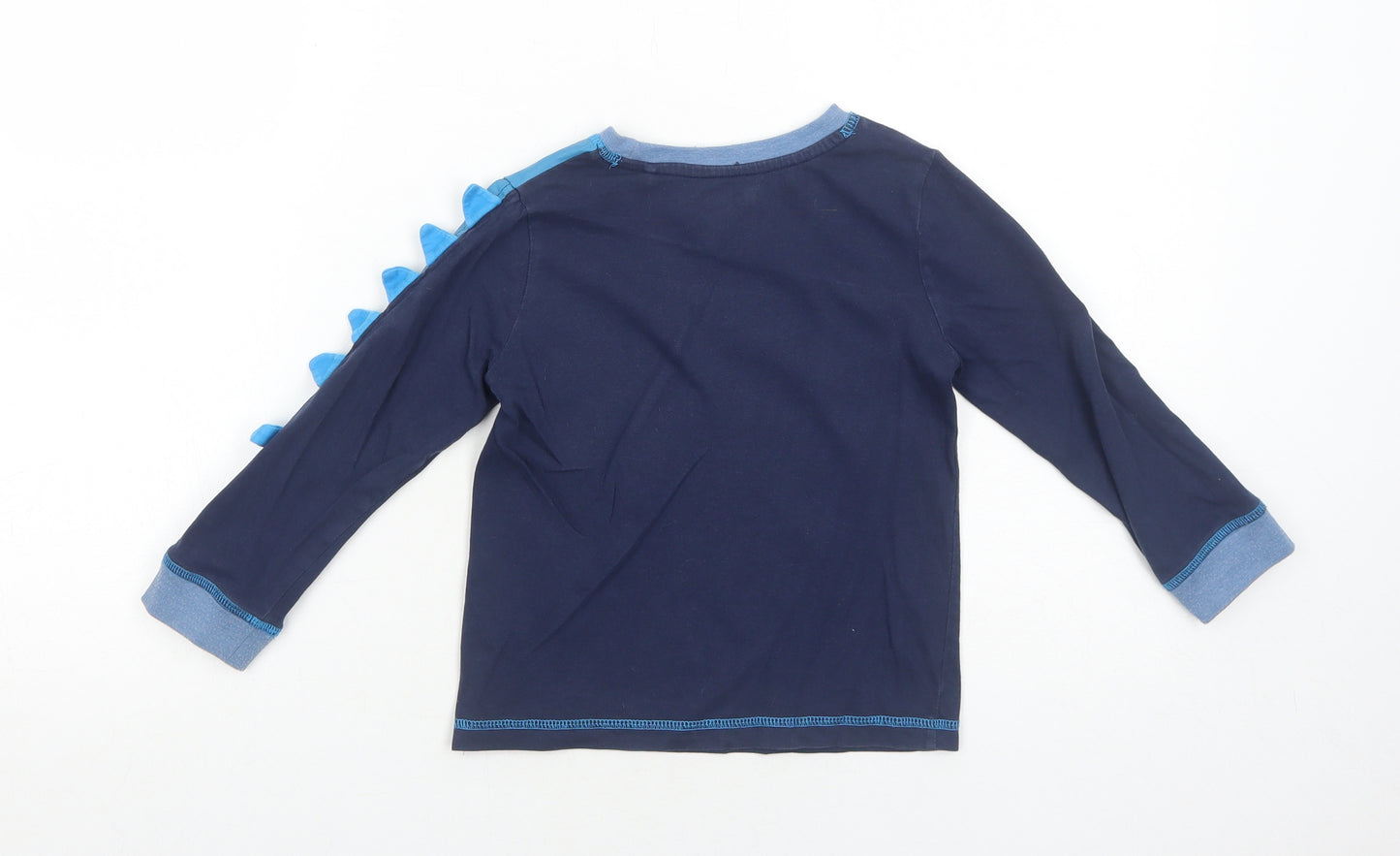 TU Boys Blue Colourblock Cotton Pullover T-Shirt Size 3-4 Years Round Neck Pullover - Dinosaur
