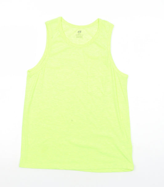 H&M Boys Yellow Cotton Basic Tank Size 10-11 Years Round Neck Pullover