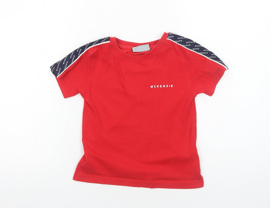 McKenzie Boys Red Cotton Pullover T-Shirt Size 3-4 Years Round Neck Pullover