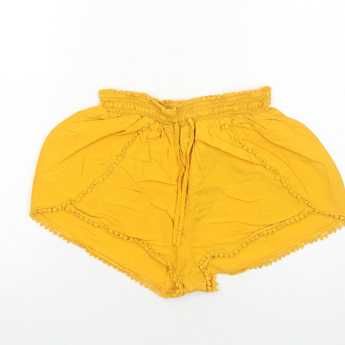Primark Womens Yellow Viscose Culotte Shorts Size S Regular Pull On