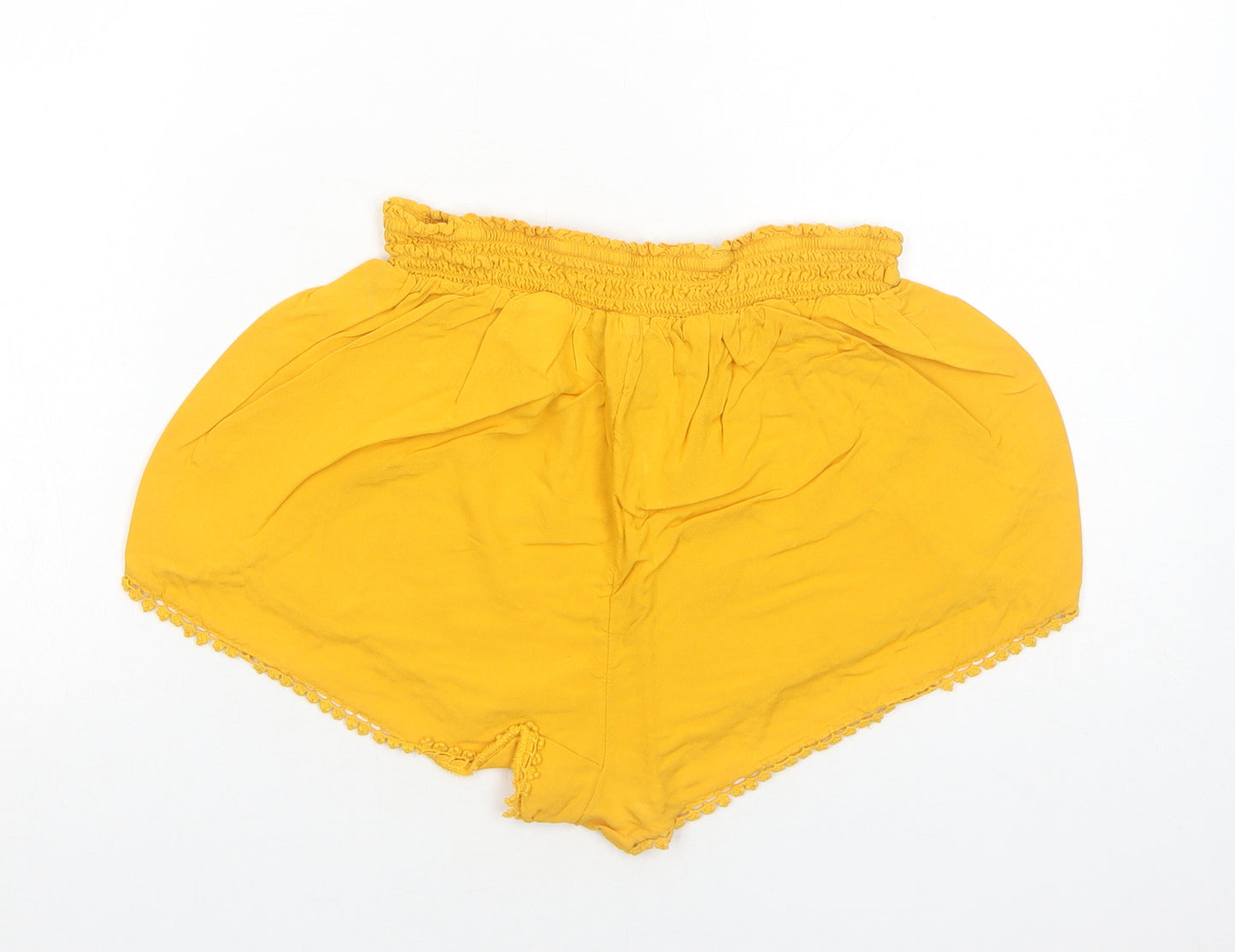 Primark Womens Yellow Viscose Culotte Shorts Size S Regular Pull On