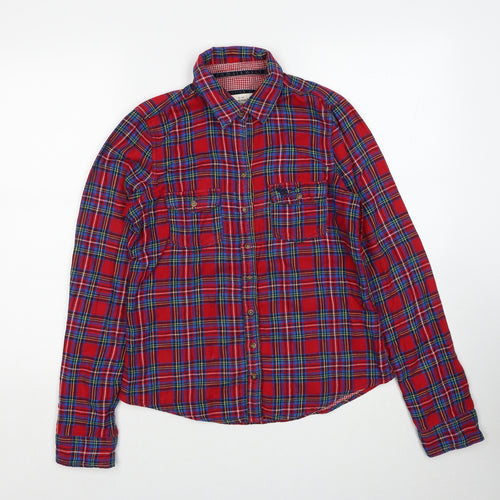 Abercrombie & Fitch Mens Red Plaid Cotton Button-Up Size M Collared Button