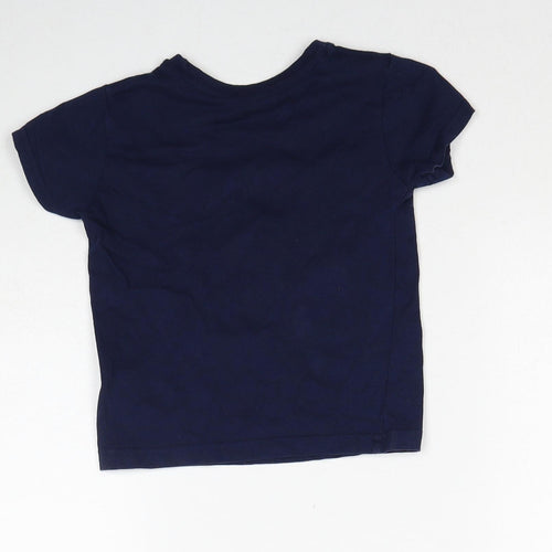 Primark Boys Blue Cotton Pullover T-Shirt Size 2-3 Years Round Neck Pullover - Cute Monster