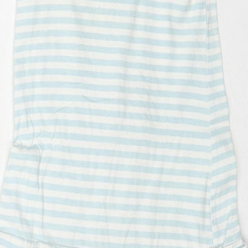 Funky Diva Girls Blue Striped Cotton A-Line Size 3-4 Years Square Neck Pullover - Flower Detail