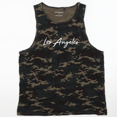 Primark Mens Green Camouflage Cotton T-Shirt Size M Round Neck - Los Angeles