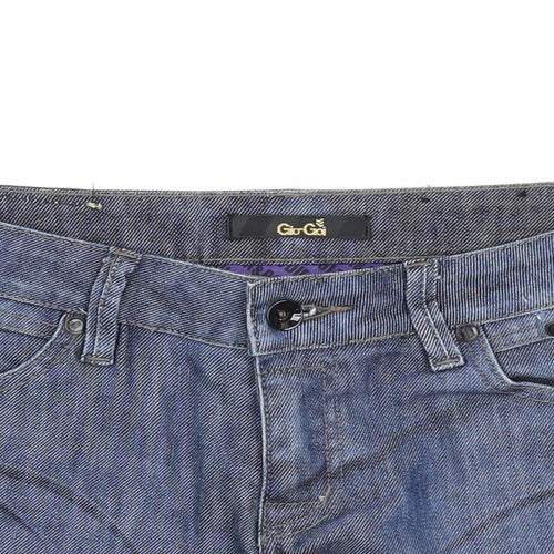 Gio-Goi Womens Blue Cotton Hot Pants Shorts Size 30 in Regular Zip