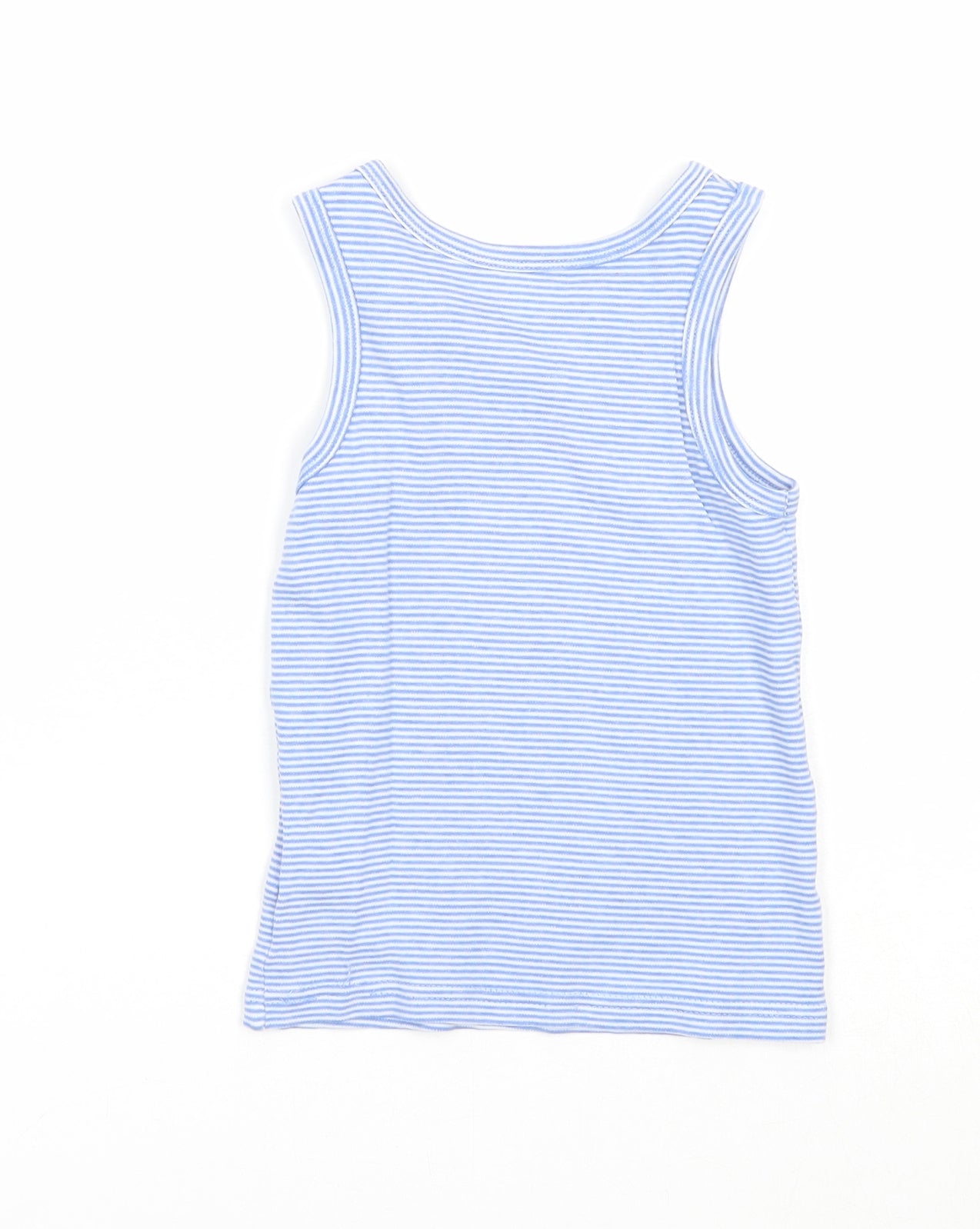 F&F Girls Blue Striped Cotton Basic Tank Size 5-6 Years Round Neck Pullover